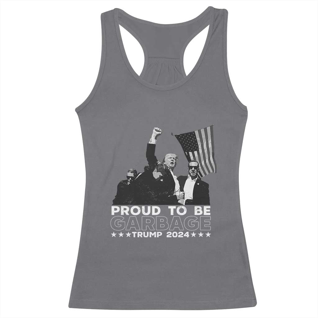 Trump 2024 Racerback Tank Top Proud To Be Garbage TS09 Charcoal Print Your Wear