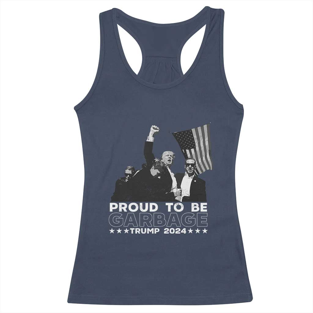 Trump 2024 Racerback Tank Top Proud To Be Garbage TS09 Navy Print Your Wear