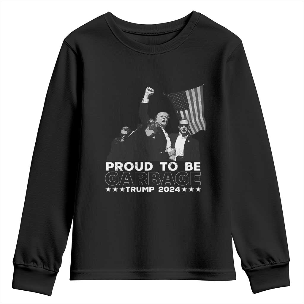 Trump 2024 Youth Sweatshirt Proud To Be Garbage TS09 Black Print Your Wear