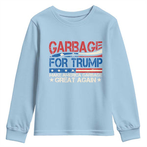 Trump 2024 Youth Sweatshirt Garbage For Trump Make America Garbage Great Again TS09 Light Blue Print Your Wear