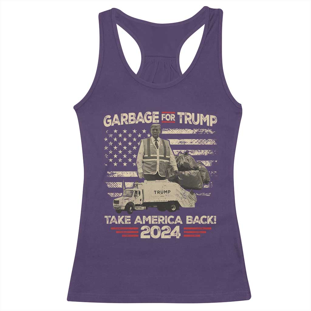 Trump 2024 Racerback Tank Top Garbage For Trump Truck Take America Back TS09 Purple Print Your Wear