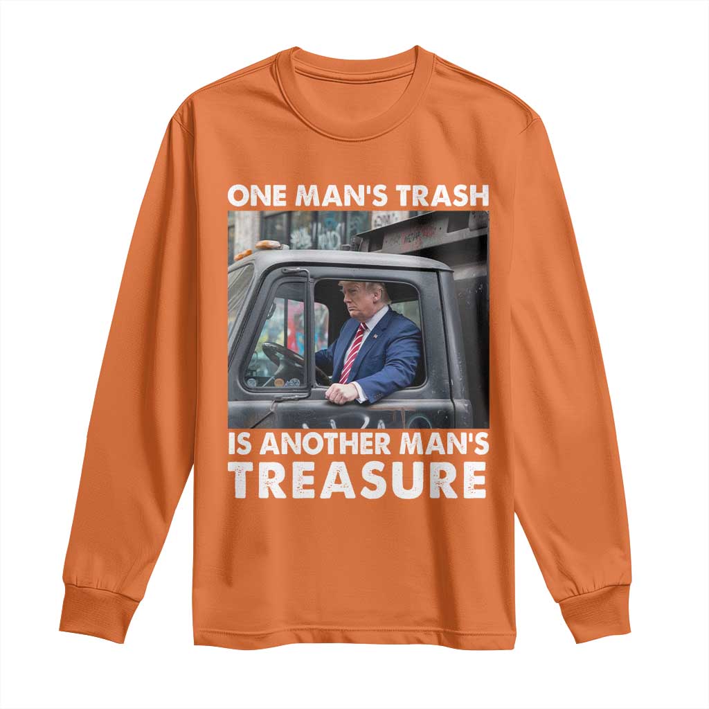Trump Garbage Truck 2024 Long Sleeve Shirt One Man's Trash Is Another Man's Treasure TS09 Orange Print Your Wear