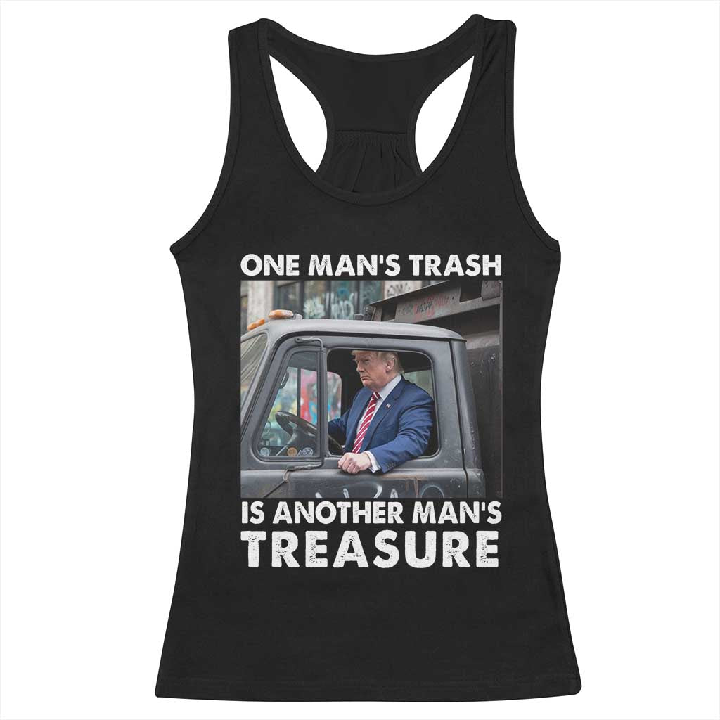 Trump Garbage Truck 2024 Racerback Tank Top One Man's Trash Is Another Man's Treasure TS09 Black Print Your Wear