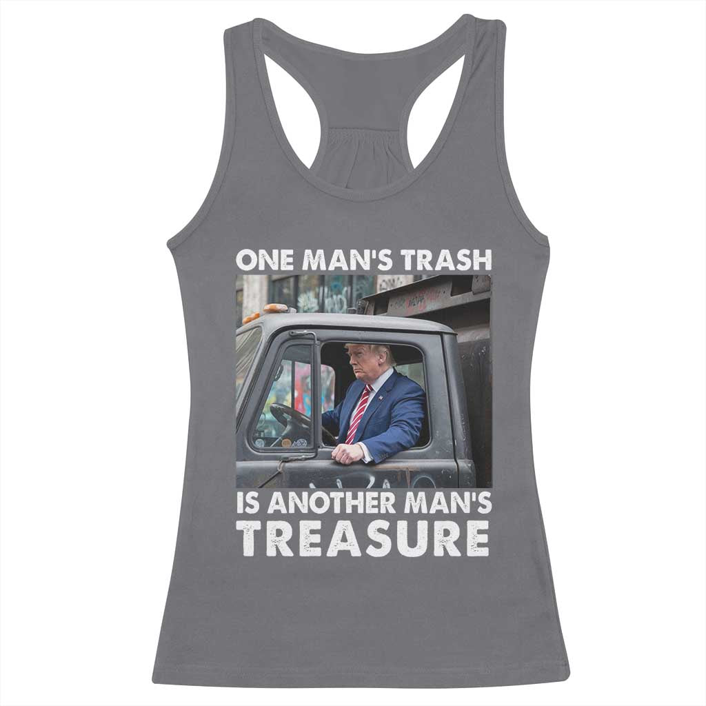 Trump Garbage Truck 2024 Racerback Tank Top One Man's Trash Is Another Man's Treasure TS09 Charcoal Print Your Wear