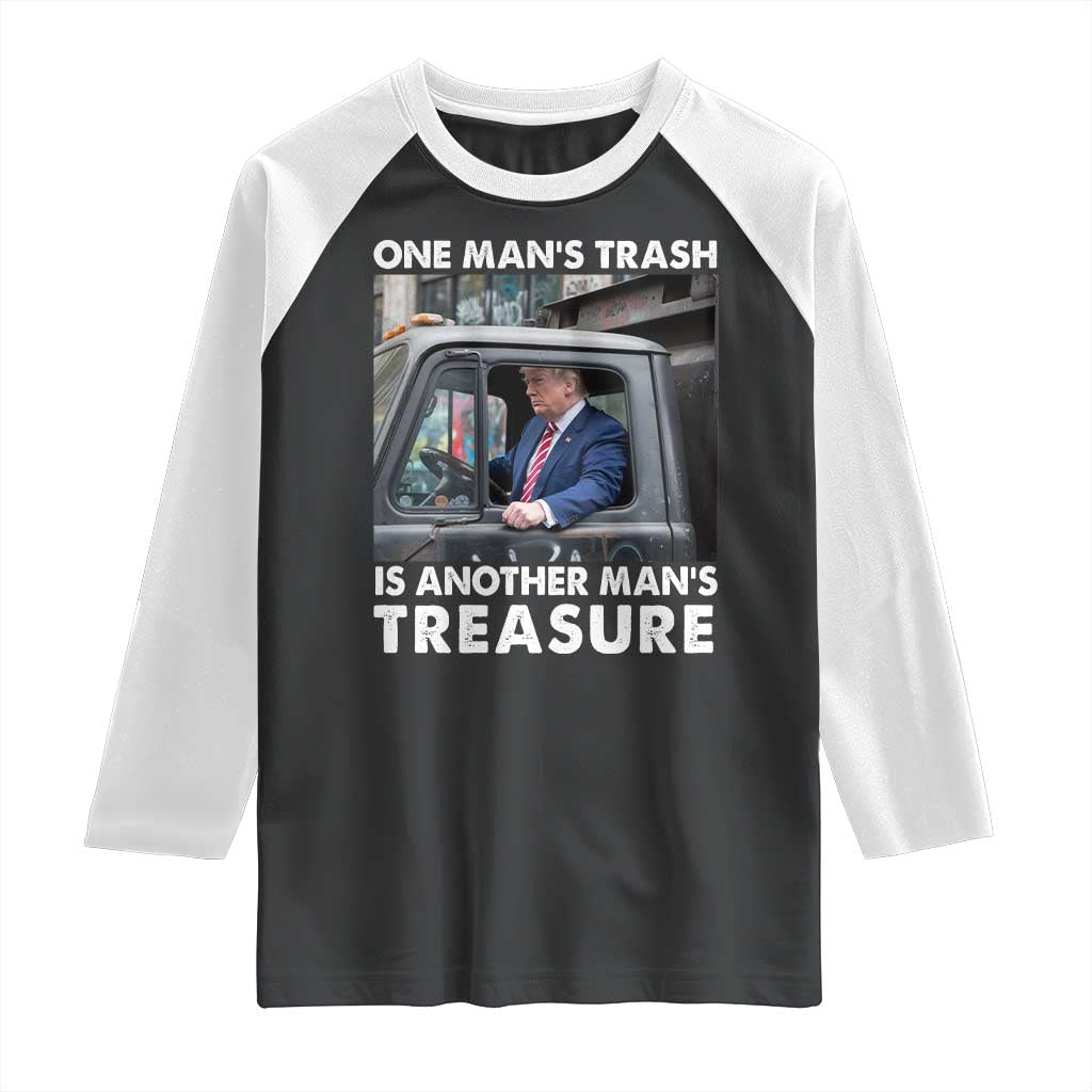 Trump Garbage Truck 2024 Raglan Shirt One Man's Trash Is Another Man's Treasure TS09 Black White Print Your Wear