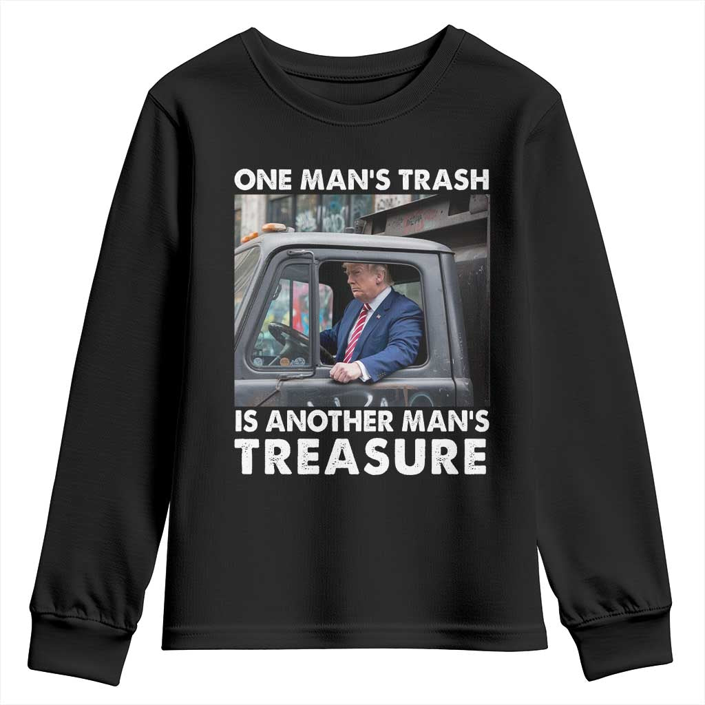 Trump Garbage Truck 2024 Youth Sweatshirt One Man's Trash Is Another Man's Treasure TS09 Black Print Your Wear