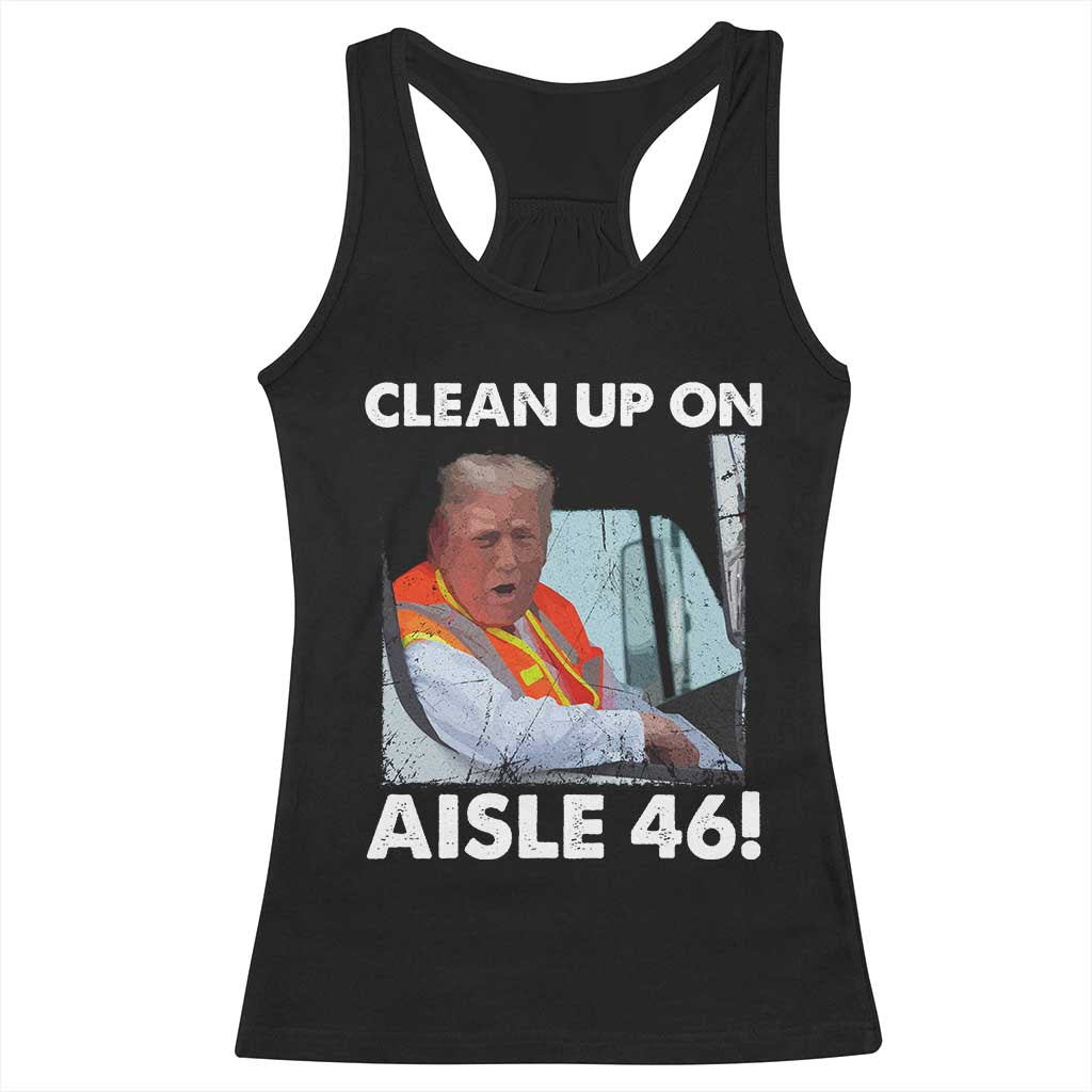 Trump Garbage Truck 2024 Racerback Tank Top Clean Up On Aisle 46 TS09 Black Print Your Wear