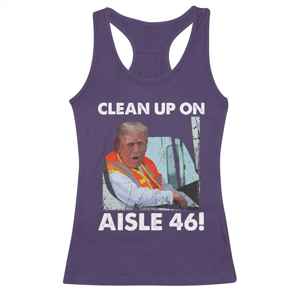 Trump Garbage Truck 2024 Racerback Tank Top Clean Up On Aisle 46 TS09 Purple Print Your Wear