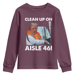 Trump Garbage Truck 2024 Youth Sweatshirt Clean Up On Aisle 46 TS09 Maroon Print Your Wear