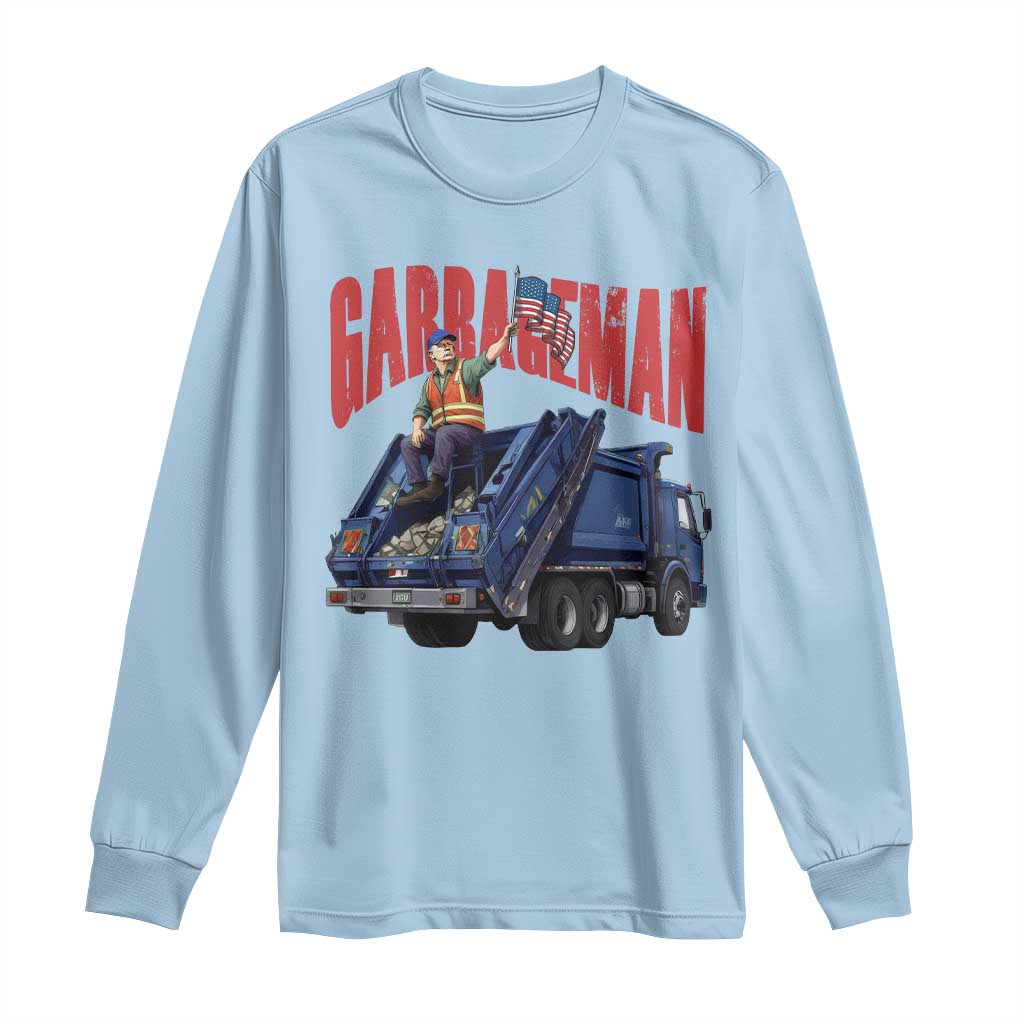 Garbageman Trump Garbage Truck 2024 Long Sleeve Shirt TS09 Light Blue Print Your Wear