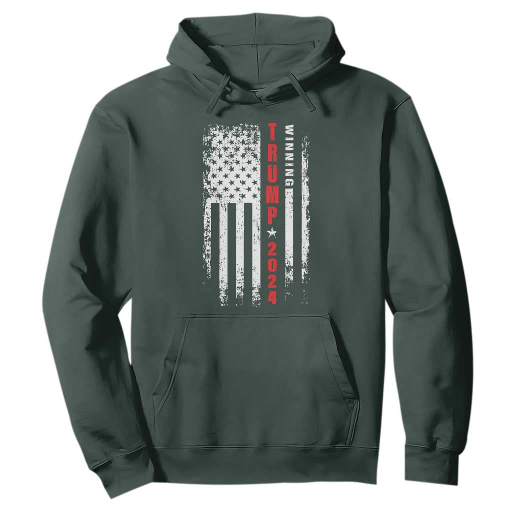 Trump 2024 Hoodie Winning US President American Flag Patriotic TS09 Dark Forest Green Print Your Wear