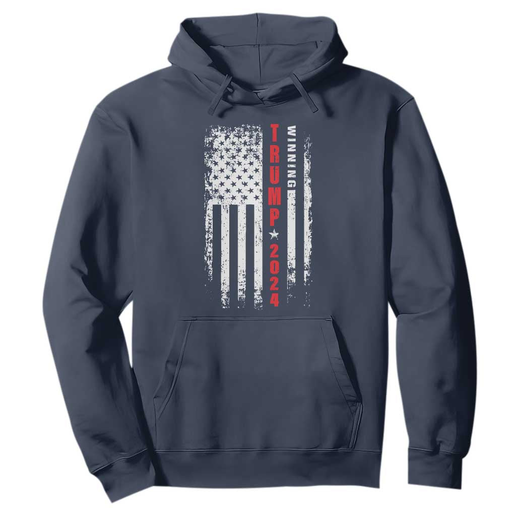 Trump 2024 Hoodie Winning US President American Flag Patriotic TS09 Navy Print Your Wear