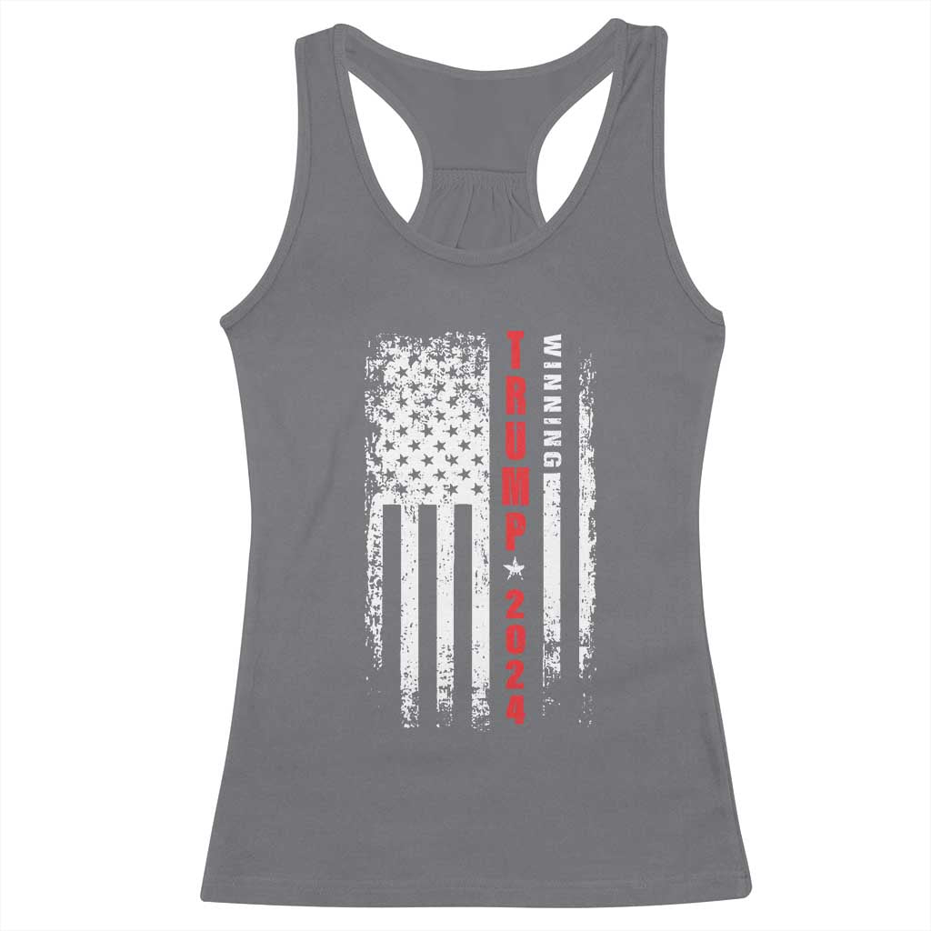 Trump 2024 Racerback Tank Top Winning US President American Flag Patriotic TS09 Charcoal Print Your Wear