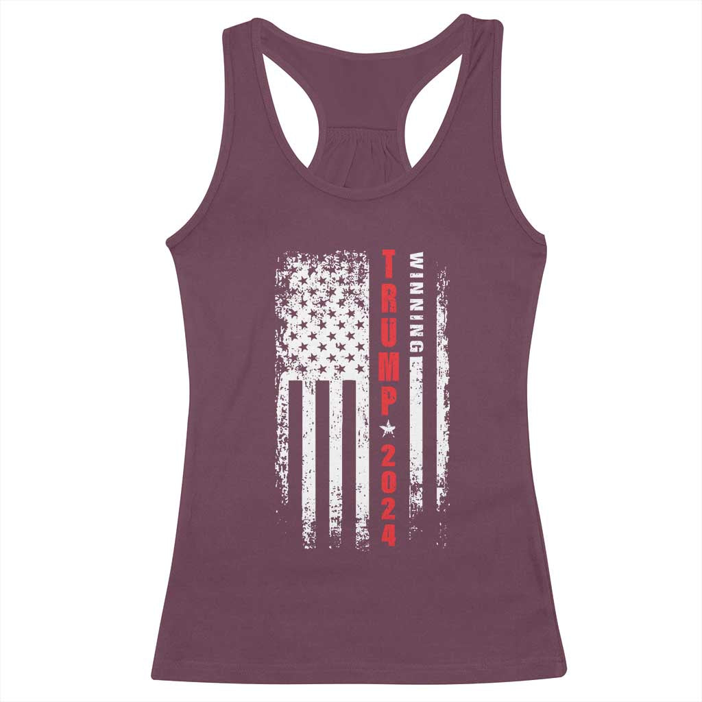 Trump 2024 Racerback Tank Top Winning US President American Flag Patriotic TS09 Maroon Print Your Wear