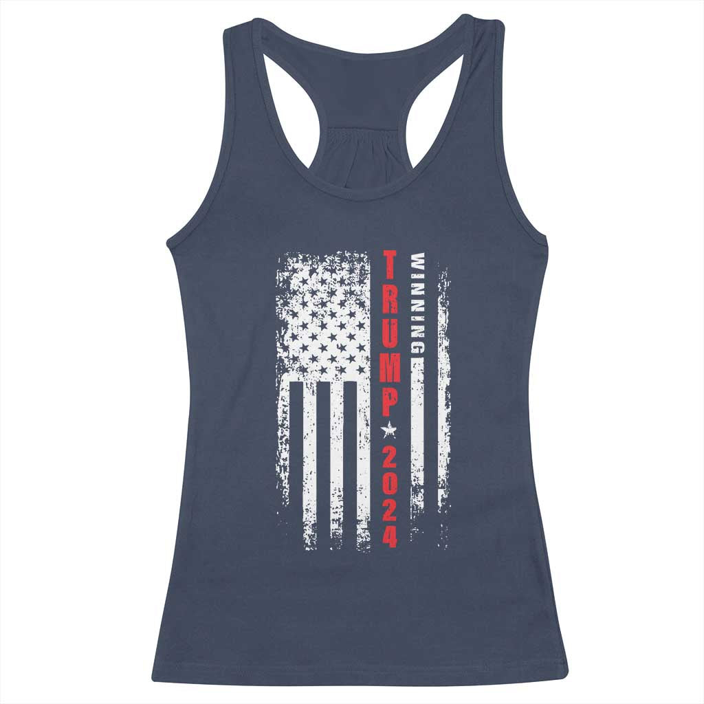 Trump 2024 Racerback Tank Top Winning US President American Flag Patriotic TS09 Navy Print Your Wear