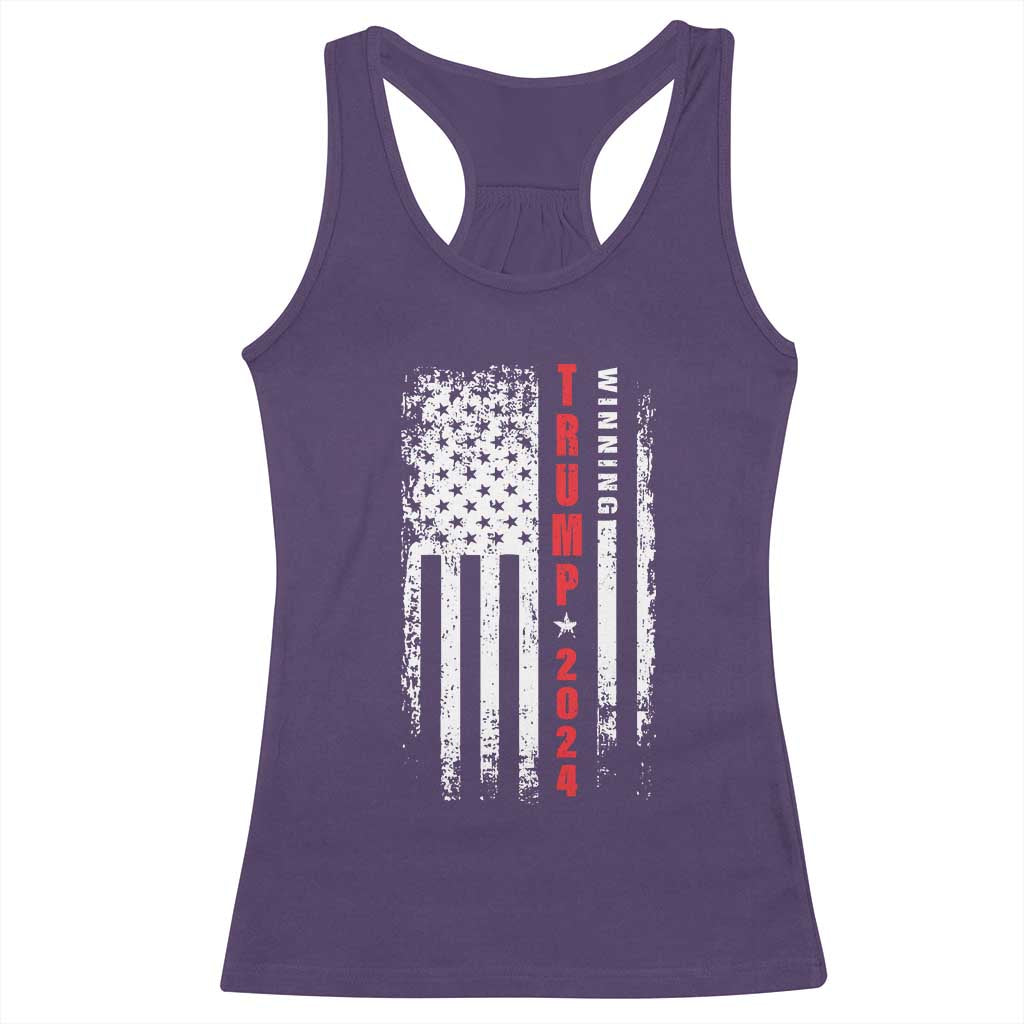 Trump 2024 Racerback Tank Top Winning US President American Flag Patriotic TS09 Purple Print Your Wear