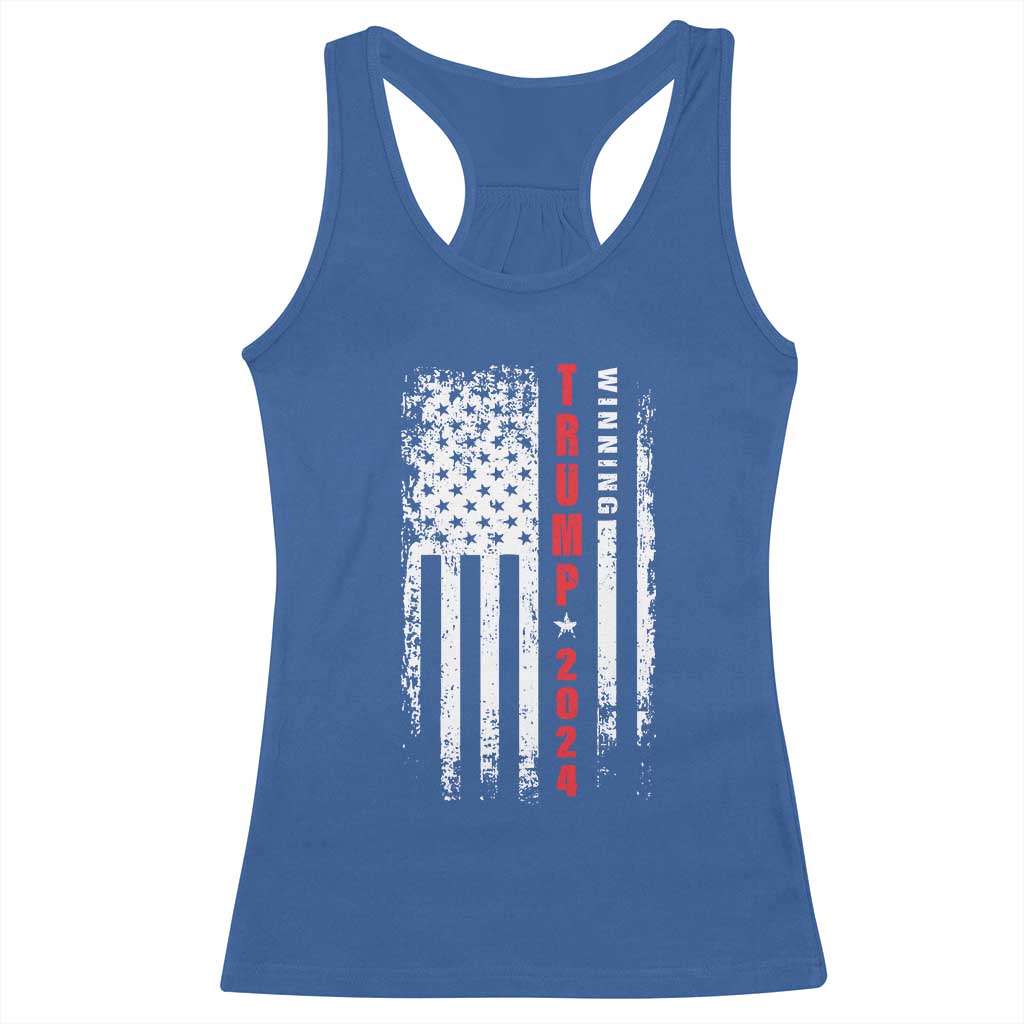 Trump 2024 Racerback Tank Top Winning US President American Flag Patriotic TS09 Royal Blue Print Your Wear
