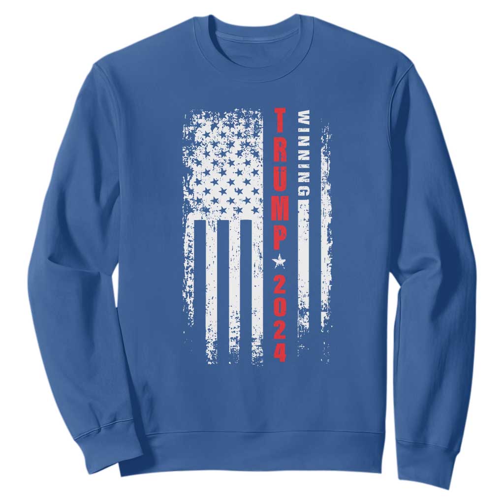 Trump 2024 Sweatshirt Winning US President American Flag Patriotic TS09 Royal Blue Print Your Wear