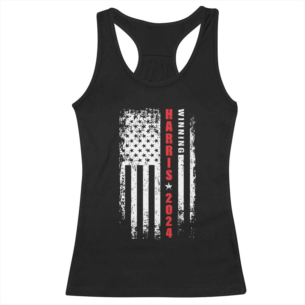 Kamala 2024 Racerback Tank Top Harris Winning US President American Flag Patriotic TS09 Black Print Your Wear