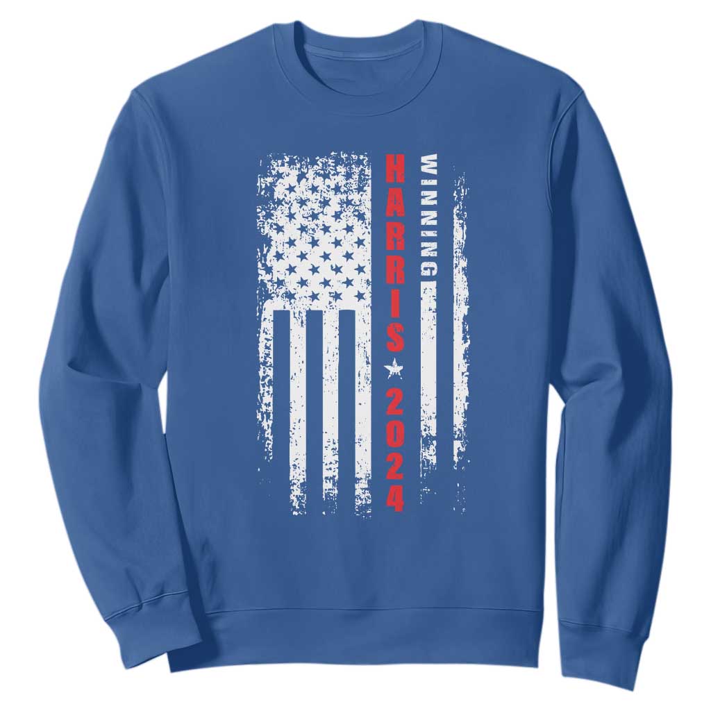 Kamala 2024 Sweatshirt Harris Winning US President American Flag Patriotic TS09 Royal Blue Print Your Wear