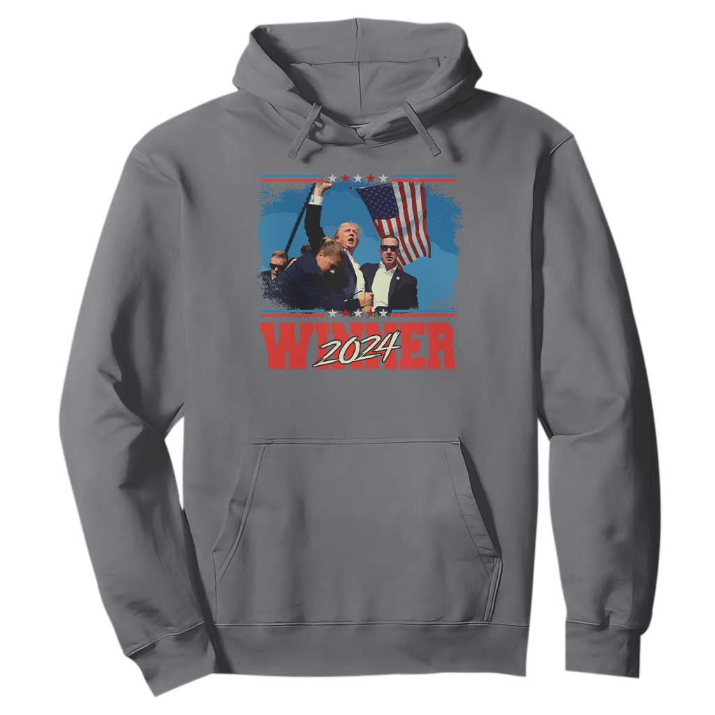 Trump 2024 Hoodie Winner US President American Patriotic TS09 Charcoal Print Your Wear