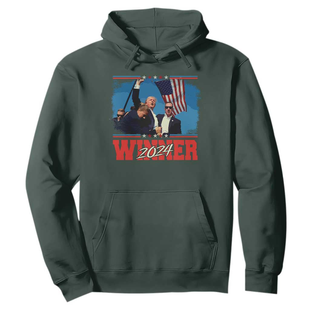 Trump 2024 Hoodie Winner US President American Patriotic TS09 Dark Forest Green Print Your Wear