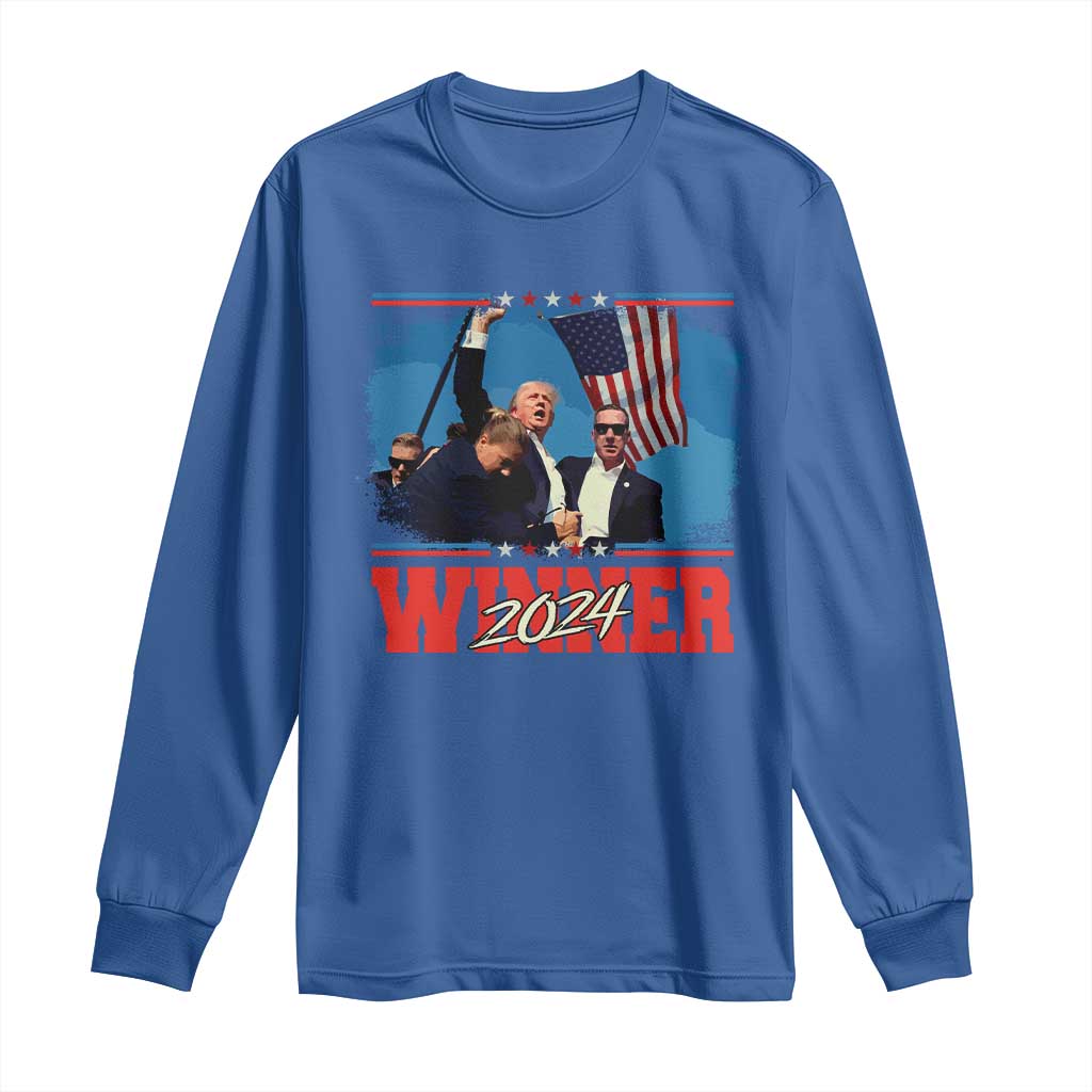 Trump 2024 Long Sleeve Shirt Winner US President American Patriotic TS09 Royal Blue Print Your Wear
