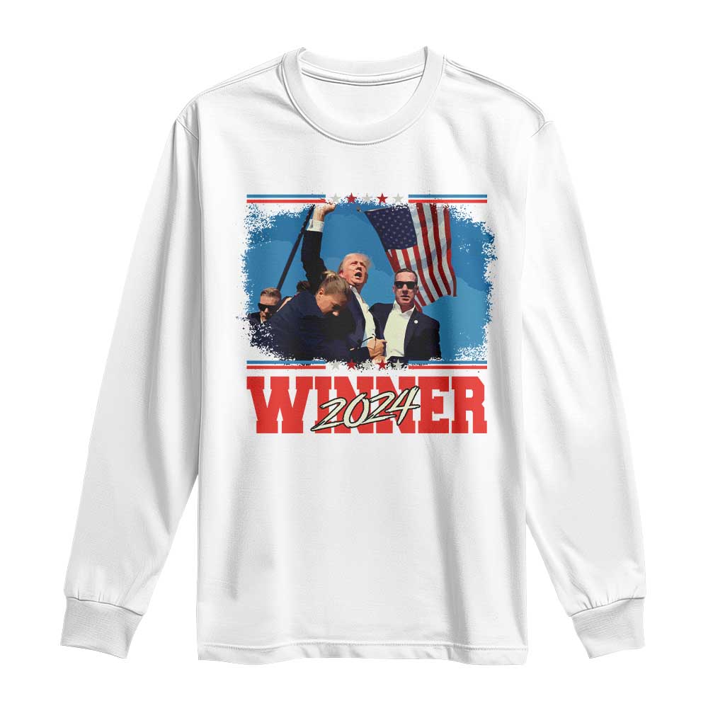 Trump 2024 Long Sleeve Shirt Winner US President American Patriotic TS09 White Print Your Wear
