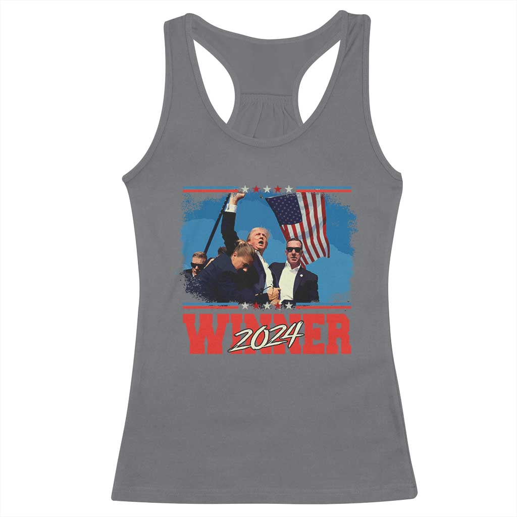 Trump 2024 Racerback Tank Top Winner US President American Patriotic TS09 Charcoal Print Your Wear