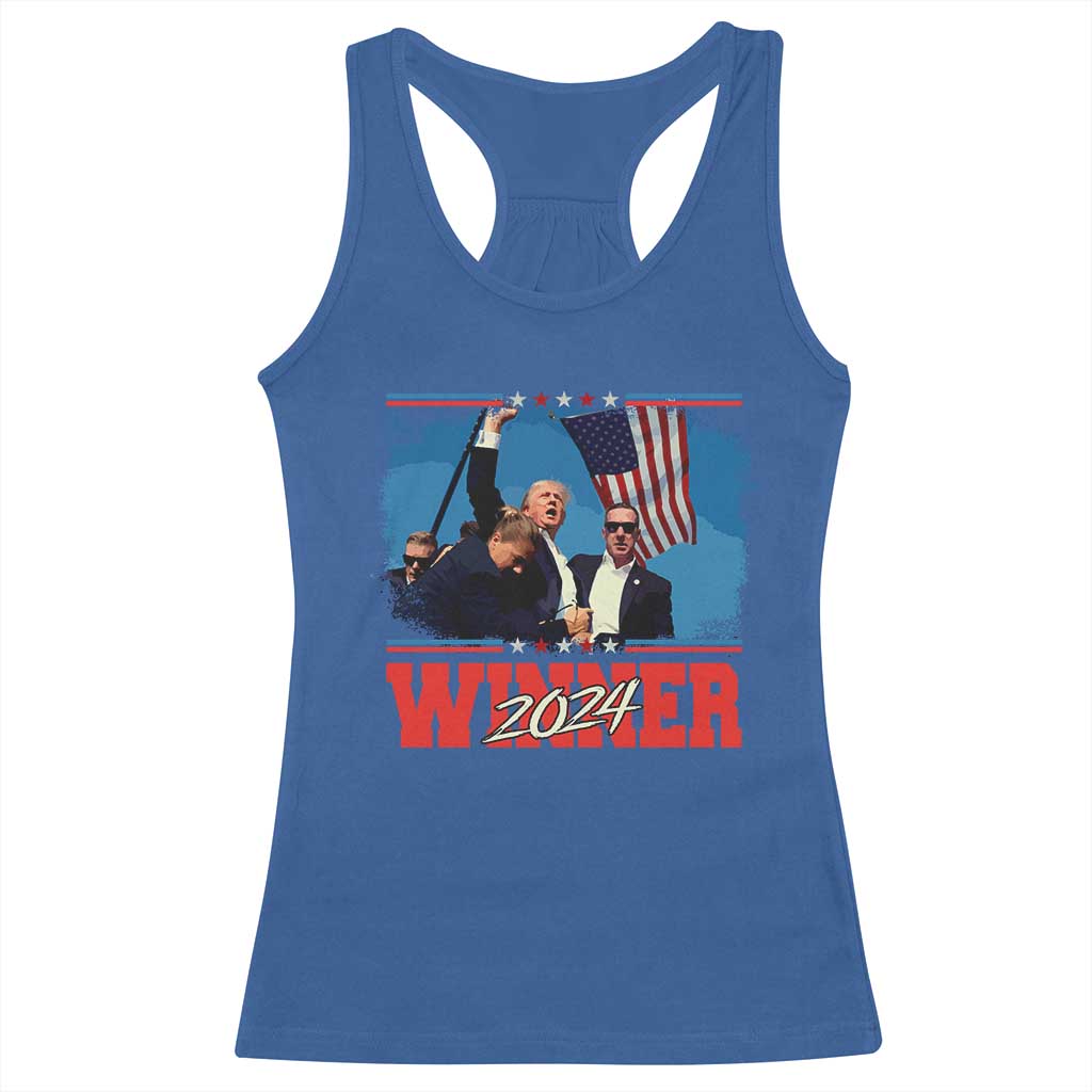 Trump 2024 Racerback Tank Top Winner US President American Patriotic TS09 Royal Blue Print Your Wear