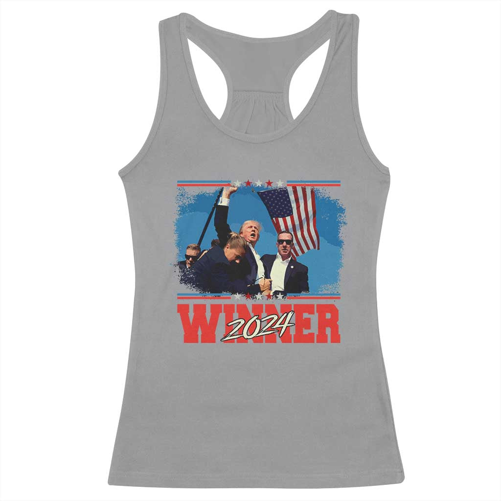 Trump 2024 Racerback Tank Top Winner US President American Patriotic TS09 Sport Gray Print Your Wear