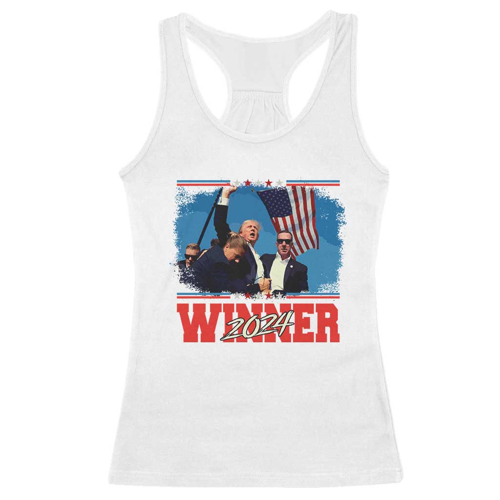 Trump 2024 Racerback Tank Top Winner US President American Patriotic TS09 White Print Your Wear