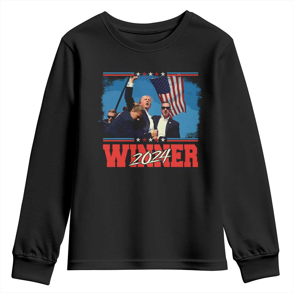 Trump 2024 Youth Sweatshirt Winner US President American Patriotic TS09 Black Print Your Wear