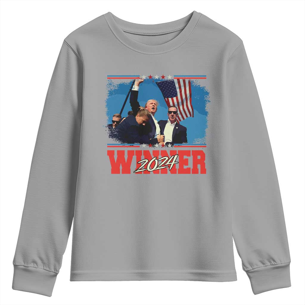 Trump 2024 Youth Sweatshirt Winner US President American Patriotic TS09 Sport Gray Print Your Wear