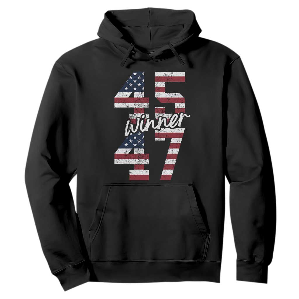 Trump 2024 Hoodie Winner 45 47 US President American Patriotic TS09 Black Print Your Wear