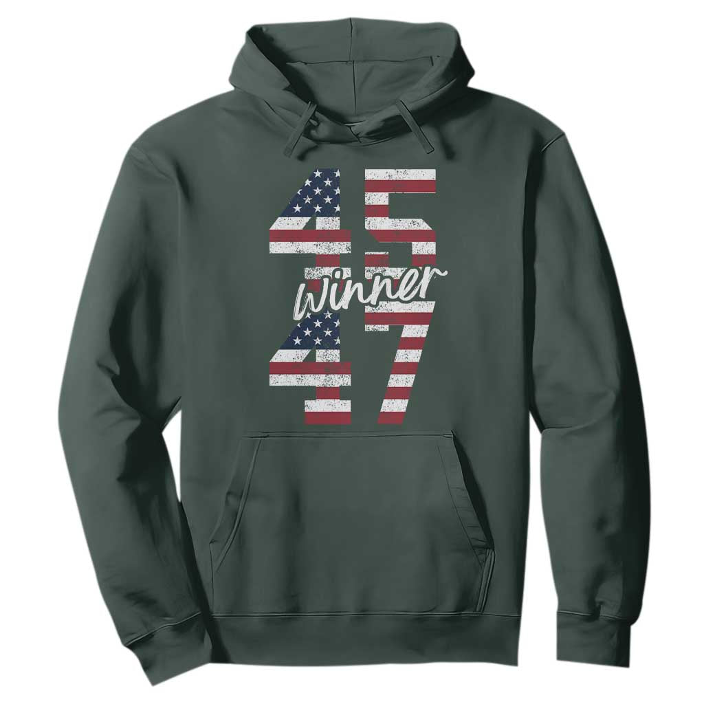 Trump 2024 Hoodie Winner 45 47 US President American Patriotic TS09 Dark Forest Green Print Your Wear