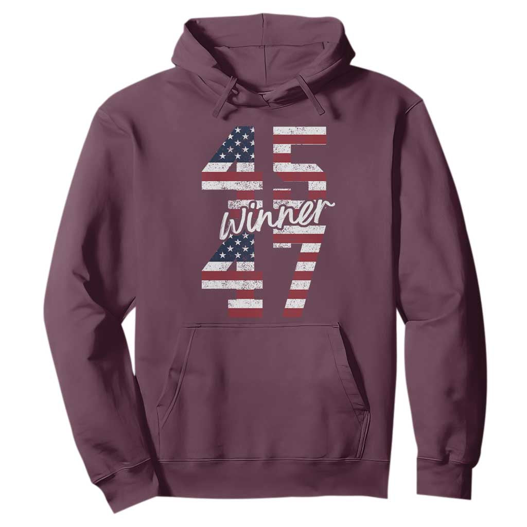 Trump 2024 Hoodie Winner 45 47 US President American Patriotic TS09 Maroon Print Your Wear