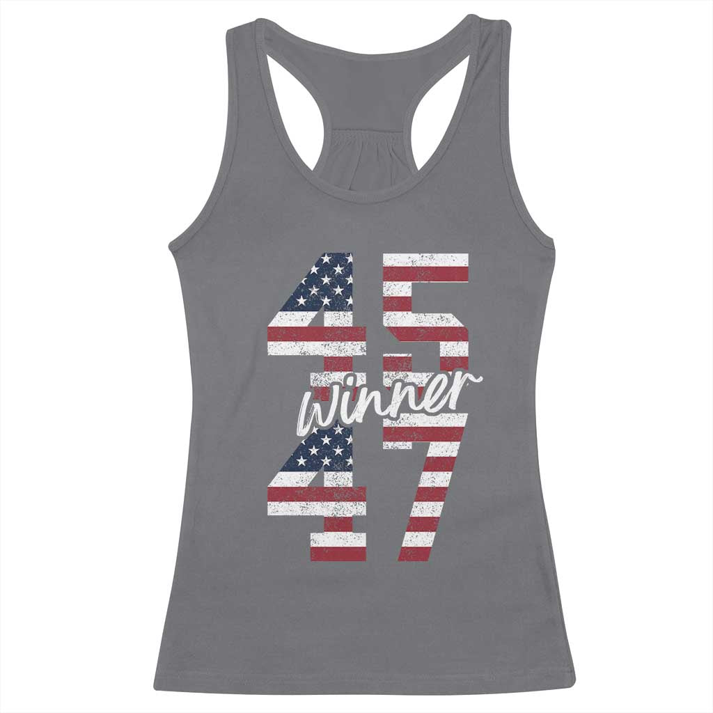 Trump 2024 Racerback Tank Top Winner 45 47 US President American Patriotic TS09 Charcoal Print Your Wear
