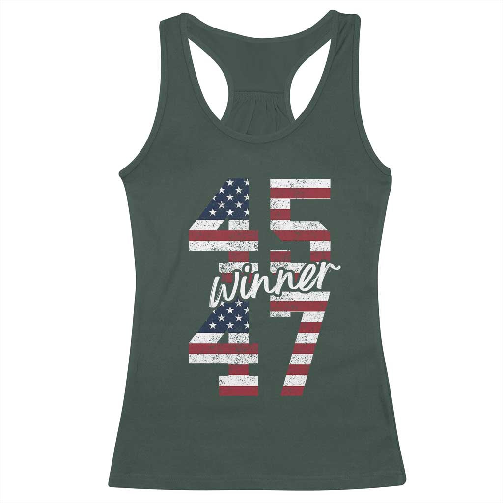 Trump 2024 Racerback Tank Top Winner 45 47 US President American Patriotic TS09 Dark Forest Green Print Your Wear