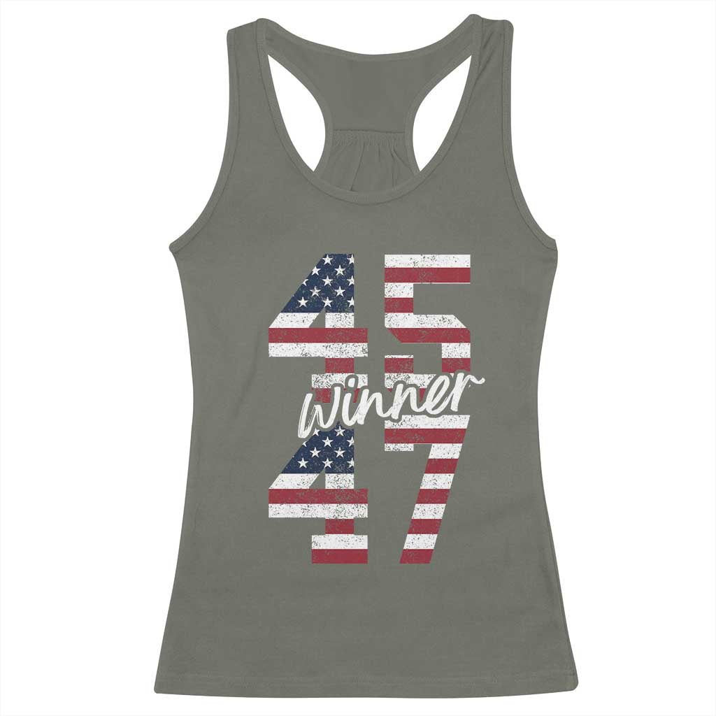 Trump 2024 Racerback Tank Top Winner 45 47 US President American Patriotic TS09 Military Green Print Your Wear