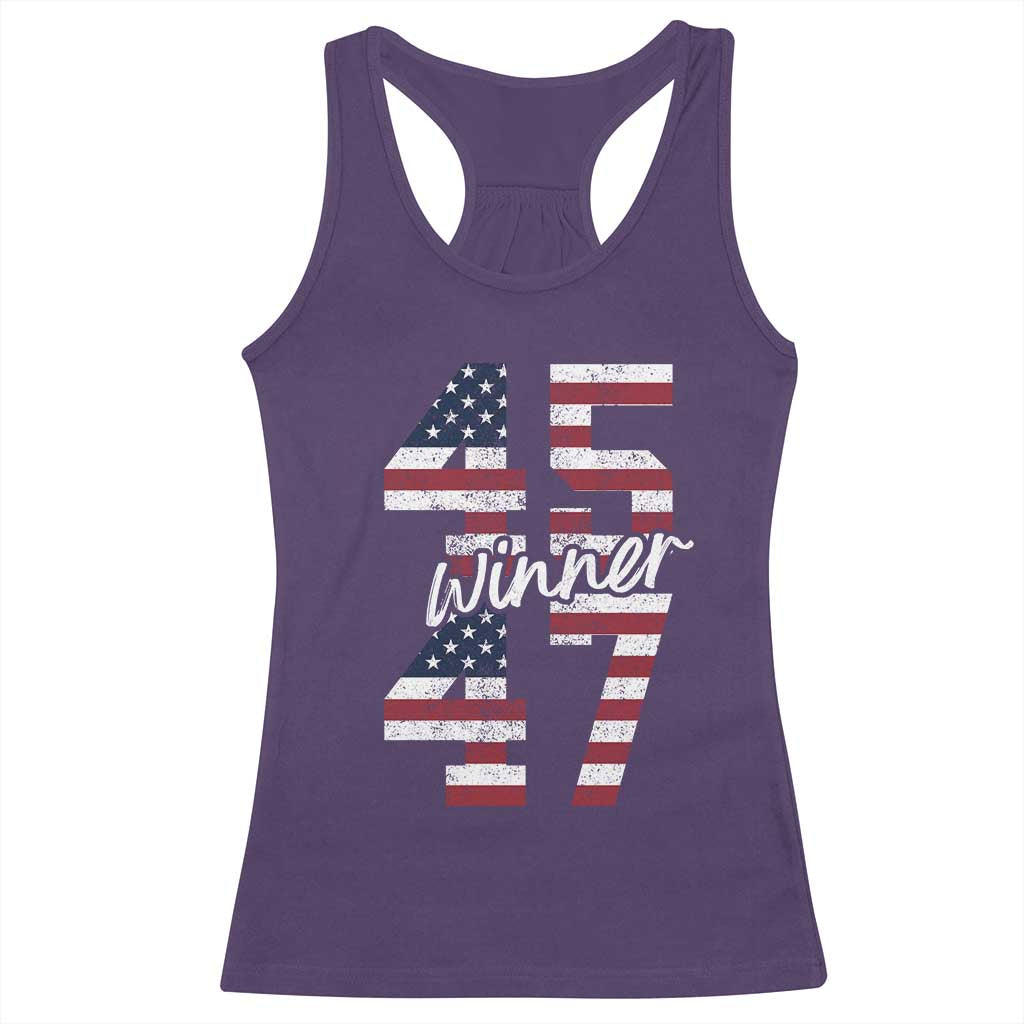 Trump 2024 Racerback Tank Top Winner 45 47 US President American Patriotic TS09 Purple Print Your Wear