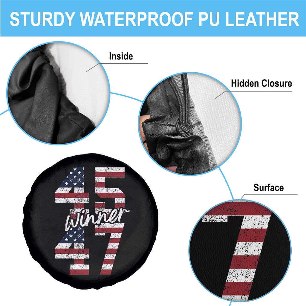 Trump 2024 Spare Tire Cover Winner 45 47 US President American Patriotic TS09 Print Your Wear