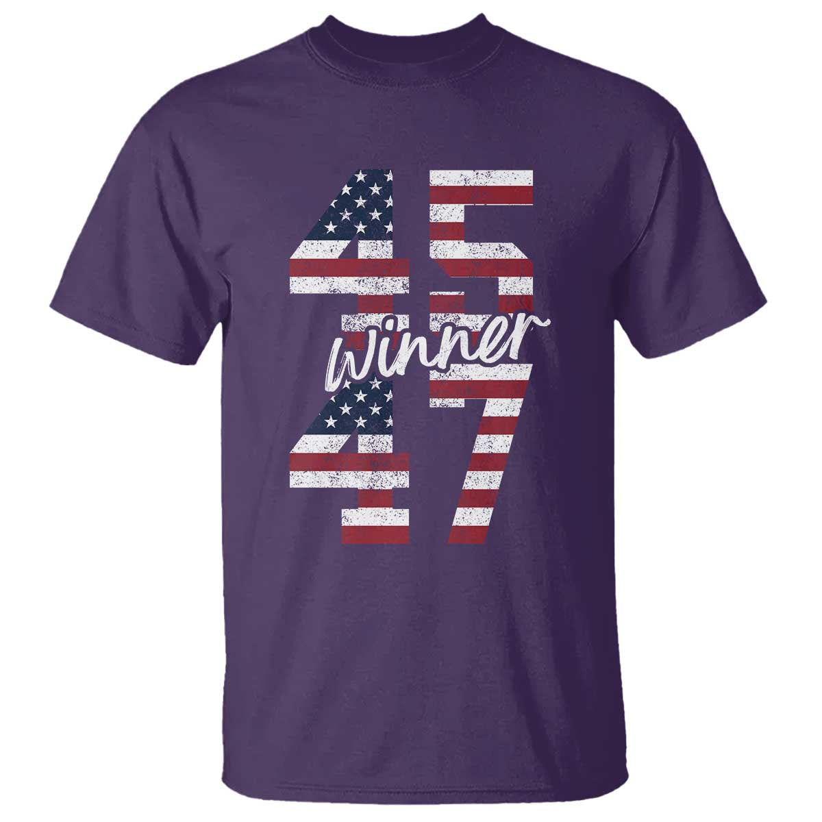 Trump 2024 T Shirt Winner 45 47 US President American Patriotic TS09 Purple Print Your Wear