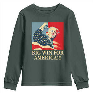 Trump Won 2024 Youth Sweatshirt Big Win For America TS09 Dark Forest Green Print Your Wear