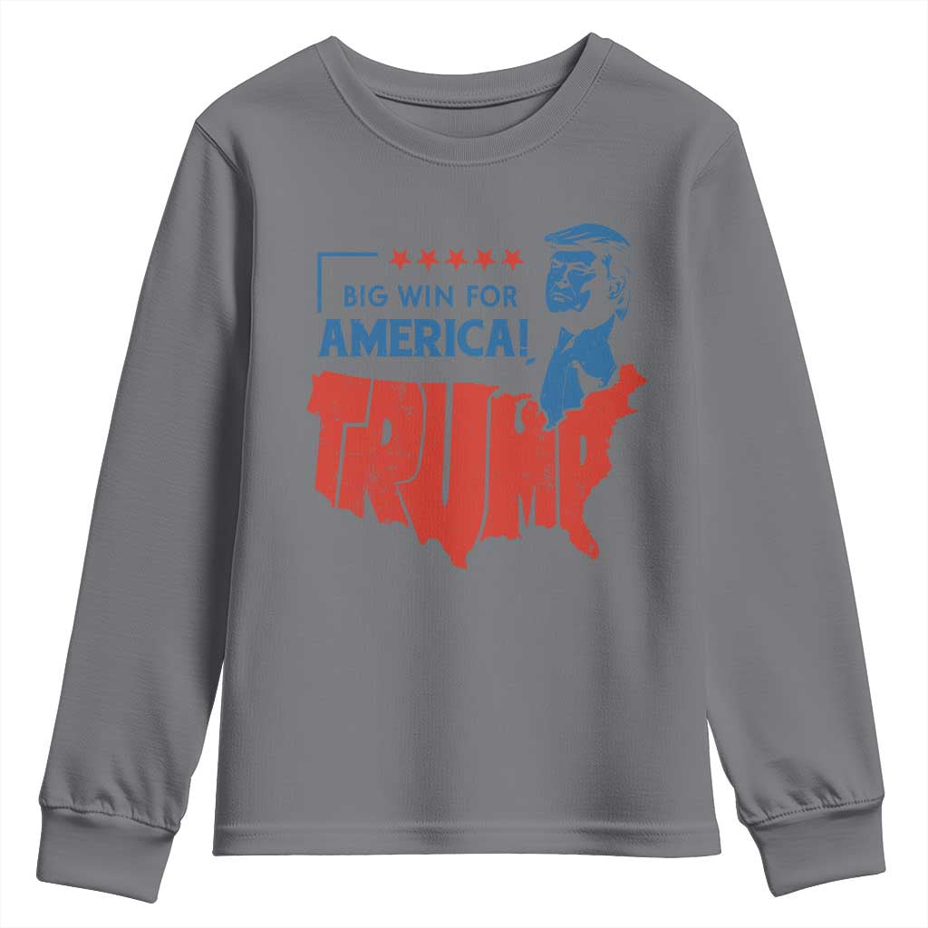 Trump Won 2024 Youth Sweatshirt Big Win For America Patriotic TS09 Charcoal Print Your Wear
