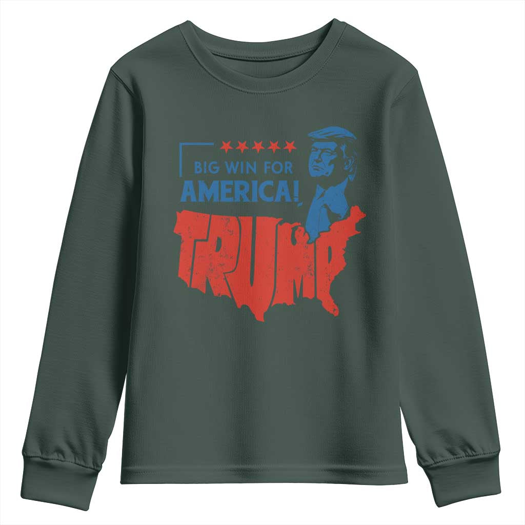 Trump Won 2024 Youth Sweatshirt Big Win For America Patriotic TS09 Dark Forest Green Print Your Wear