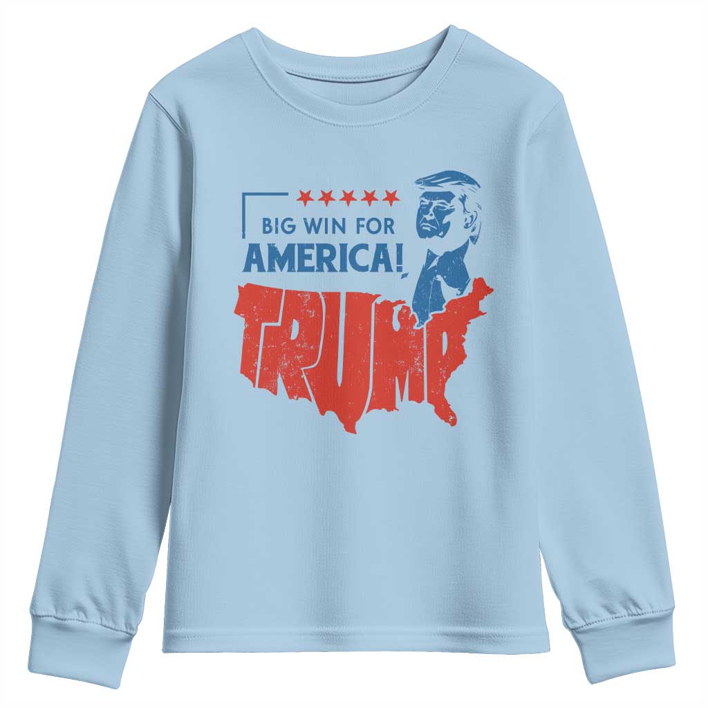 Trump Won 2024 Youth Sweatshirt Big Win For America Patriotic TS09 Light Blue Print Your Wear