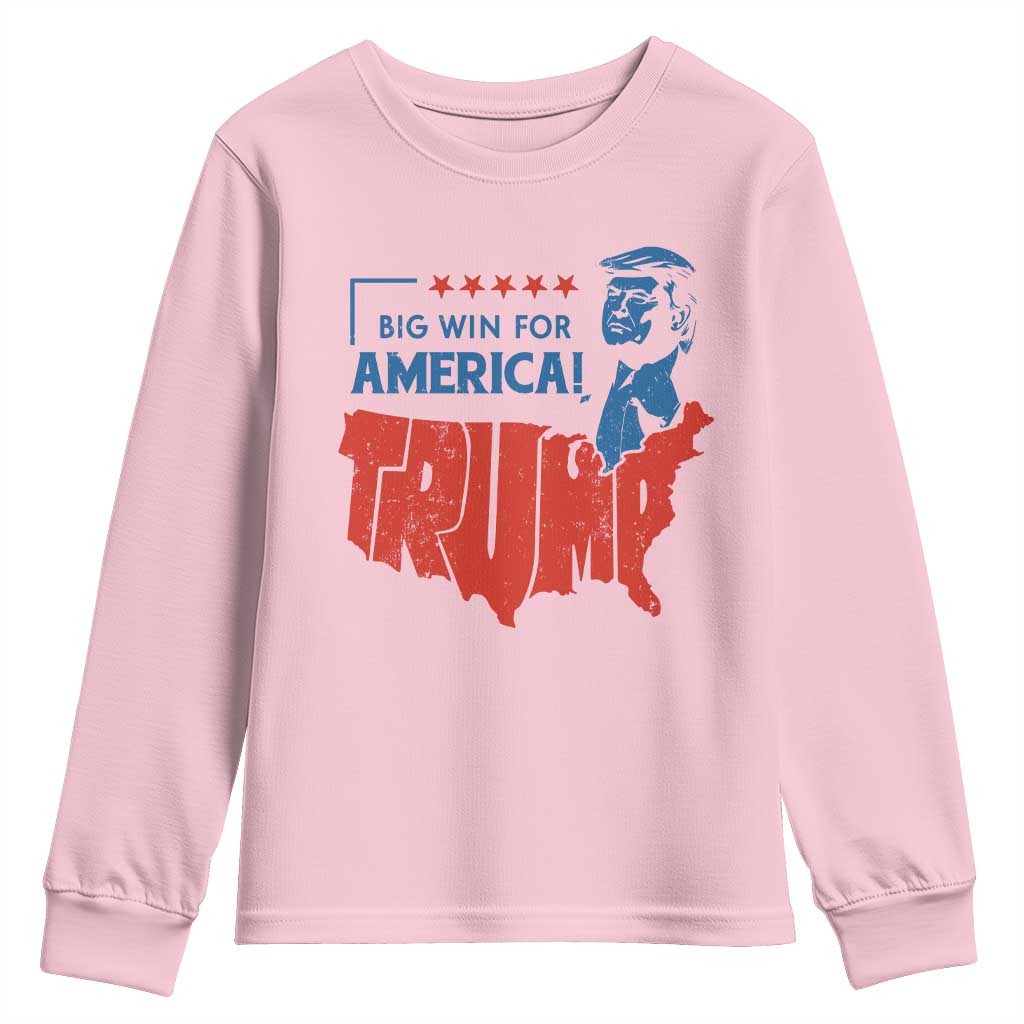 Trump Won 2024 Youth Sweatshirt Big Win For America Patriotic TS09 Light Pink Print Your Wear