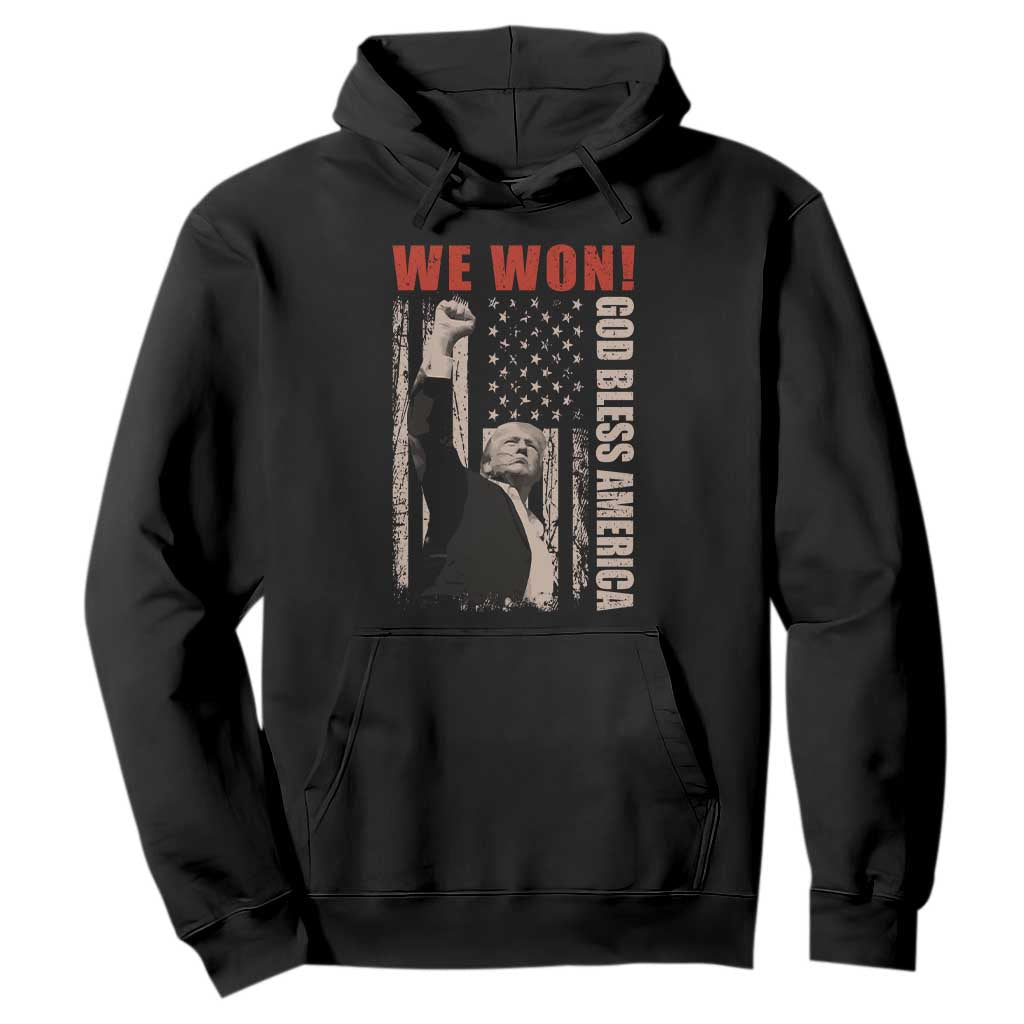Trump 2024 Hoodie We Won God Bless America TS09 Black Print Your Wear