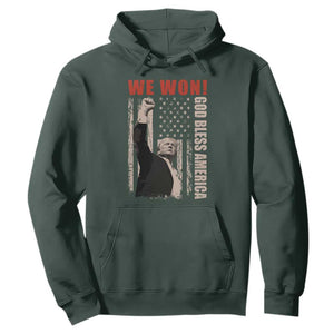 Trump 2024 Hoodie We Won God Bless America TS09 Dark Forest Green Print Your Wear